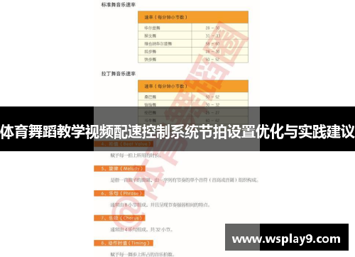 体育舞蹈教学视频配速控制系统节拍设置优化与实践建议